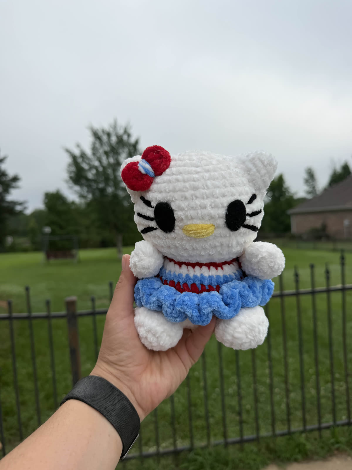 Handmade white crochet kitty plushie
