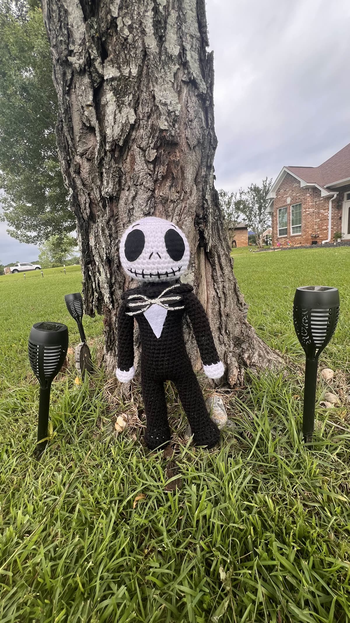 Handmade crochet Jack Skellington doll