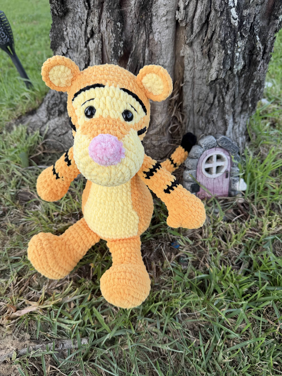 Handmade orange crochet tiger plushie