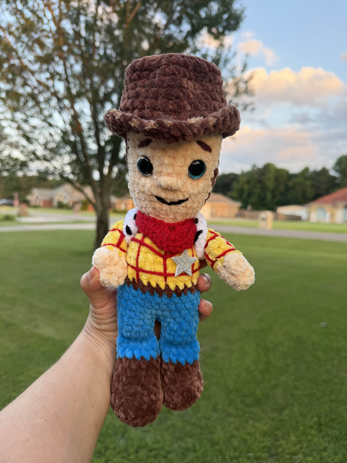 Handmade crochet cowboy doll
